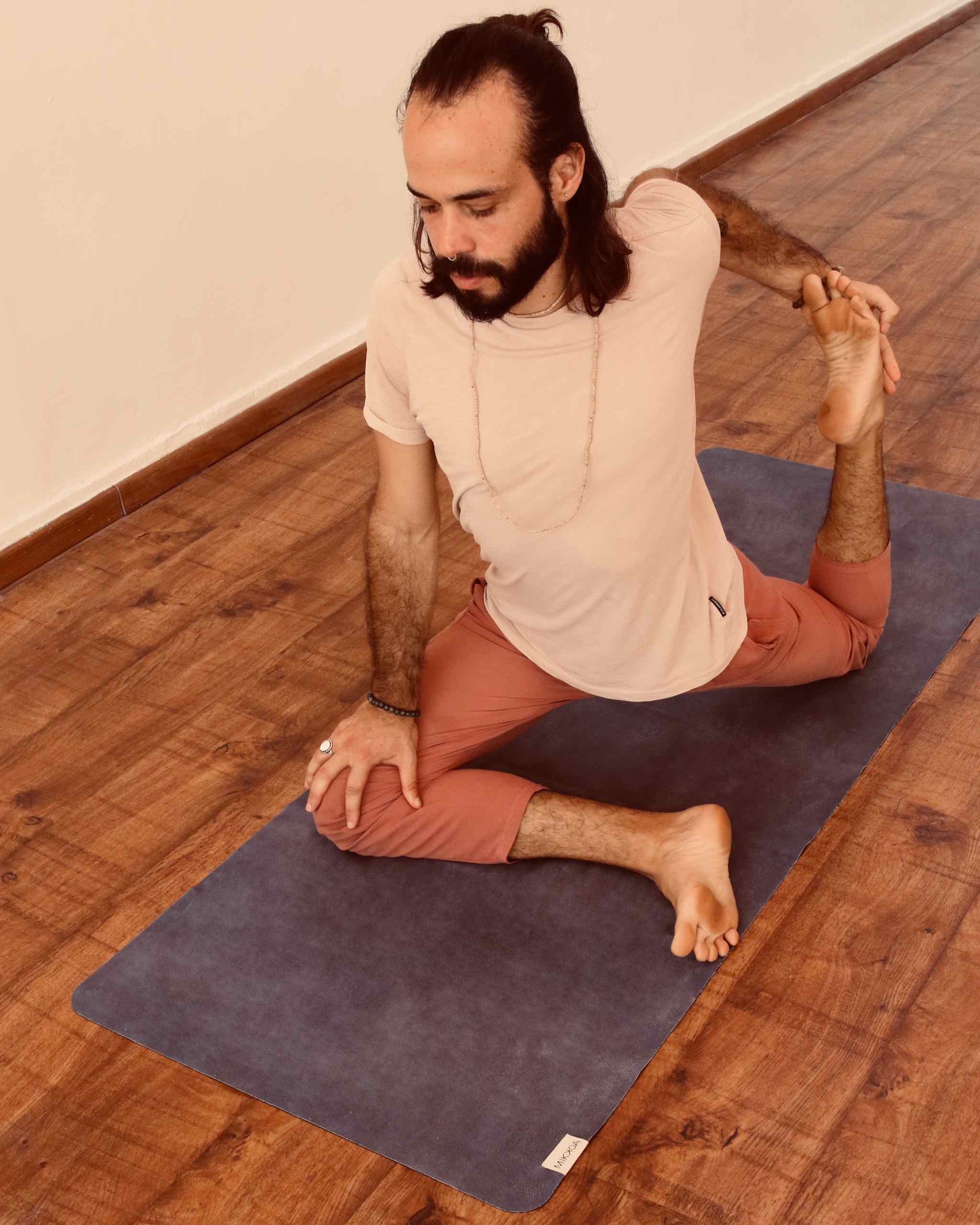 Yoga Mat-Man Doing Yoga On Yoga Mat-Mikkoa Space Yoga Mat