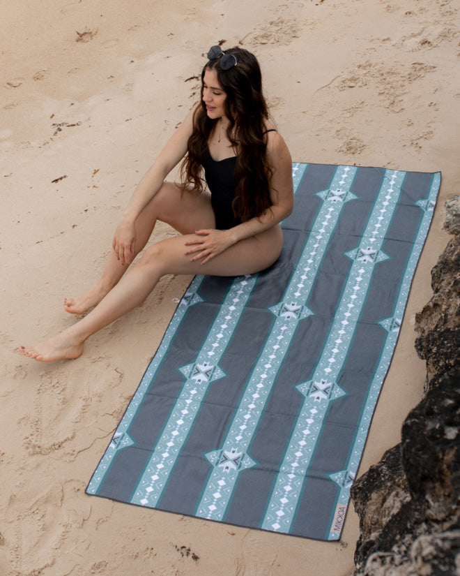 Sand Free Beach Towel-Women Relaxing On Sand Free Beach-Mikkoa Boho Days Beach Towel
