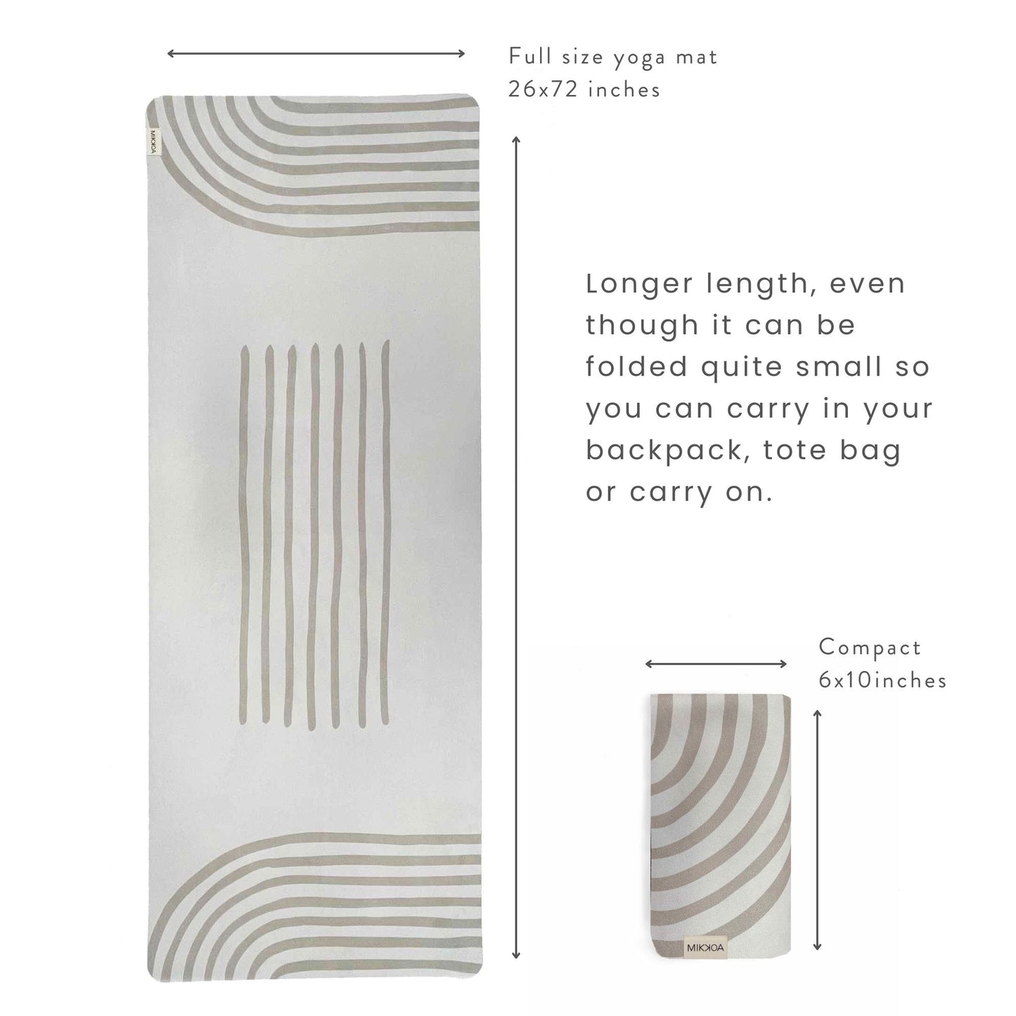 Foldable Yoga Mat-Cream Open and Folded Yoga Mat-Mikkoa Foldable Yoga Mat