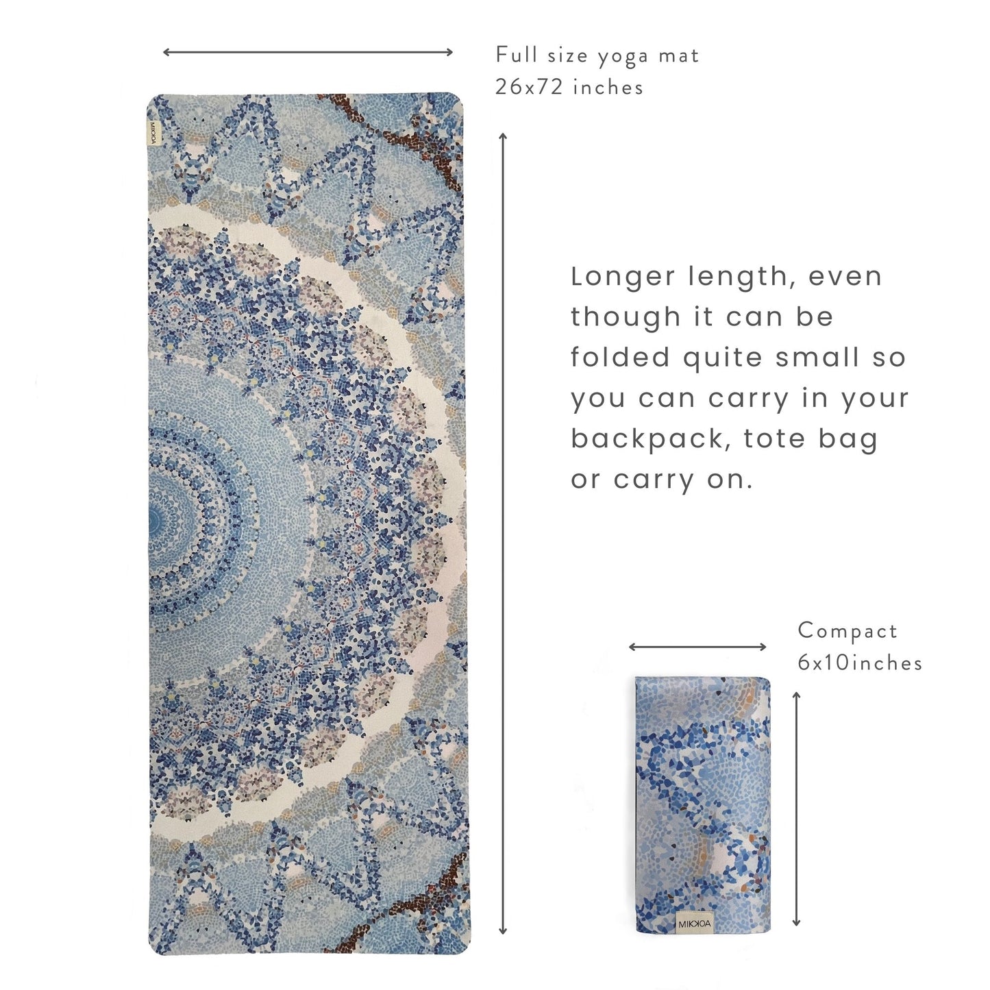 Folded Yoga Mat-Blue Open and Folded Yoga Mat-Mikkoa Finding Nirvana Folded Yoga Mat
