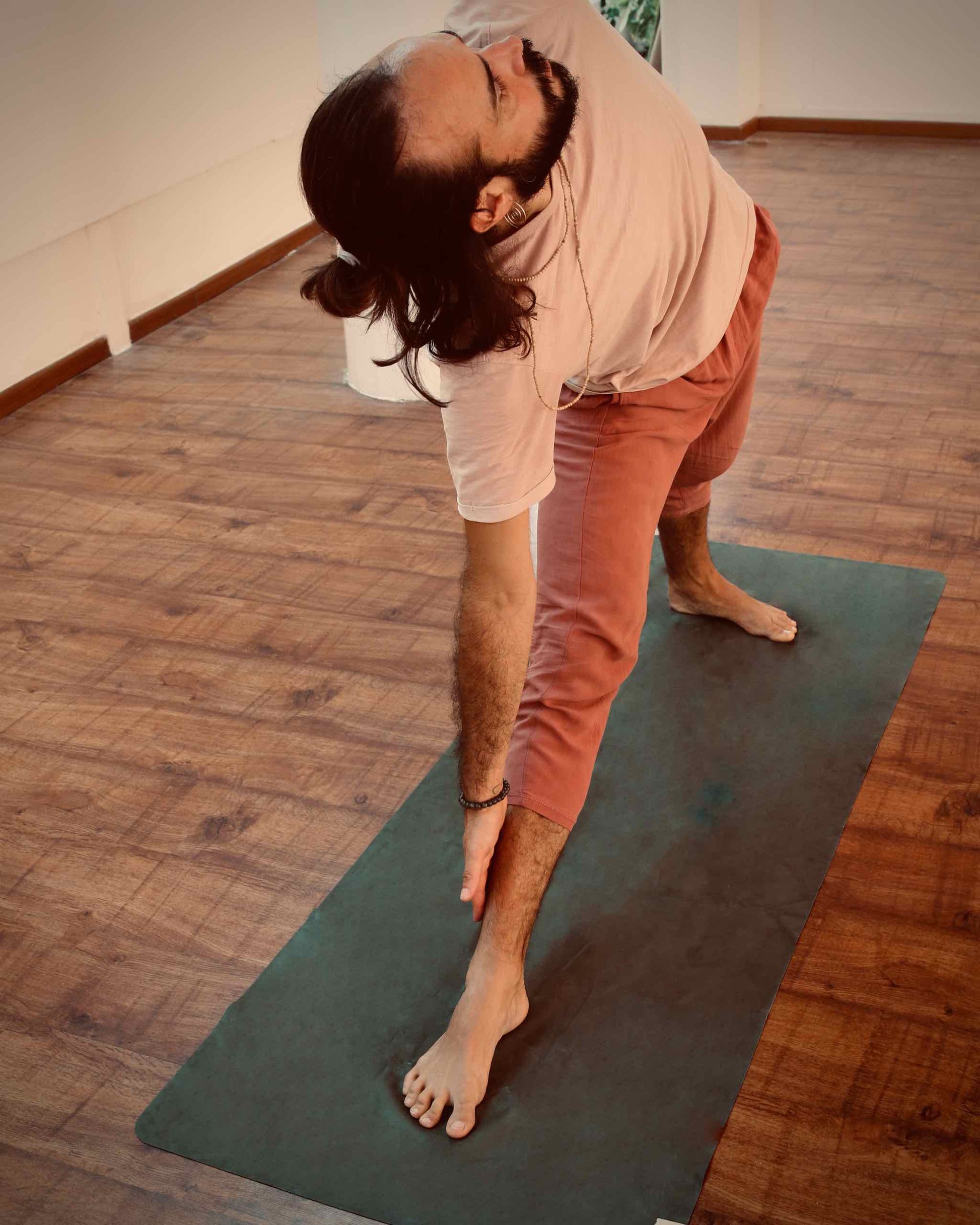 Plain Yoga Mat-Man Doing Streched On Yoga Mat Image-Mikkoa Olive Yoga Mat