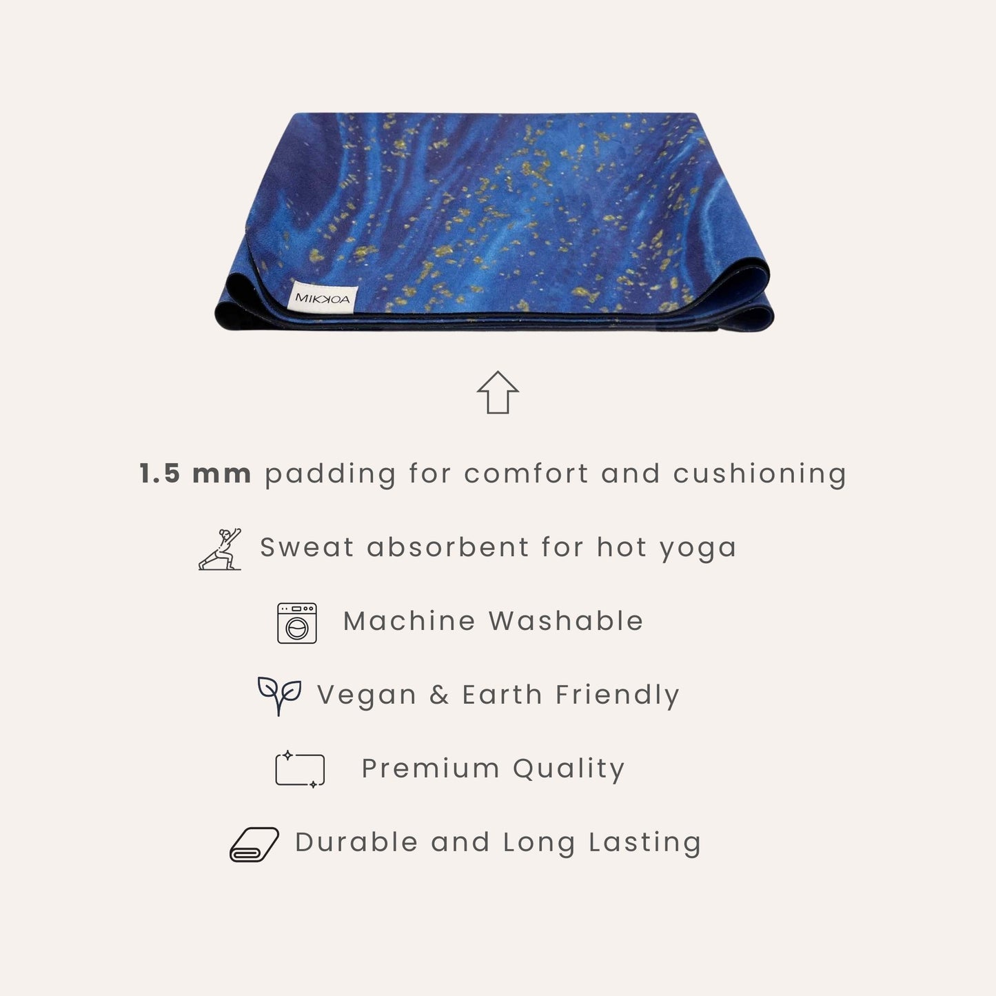 Folding Travel Yoga Mat-Blue Yoga Mat Features-Mikkoa Midnight Ocean Folding Travel Yoga Mat
