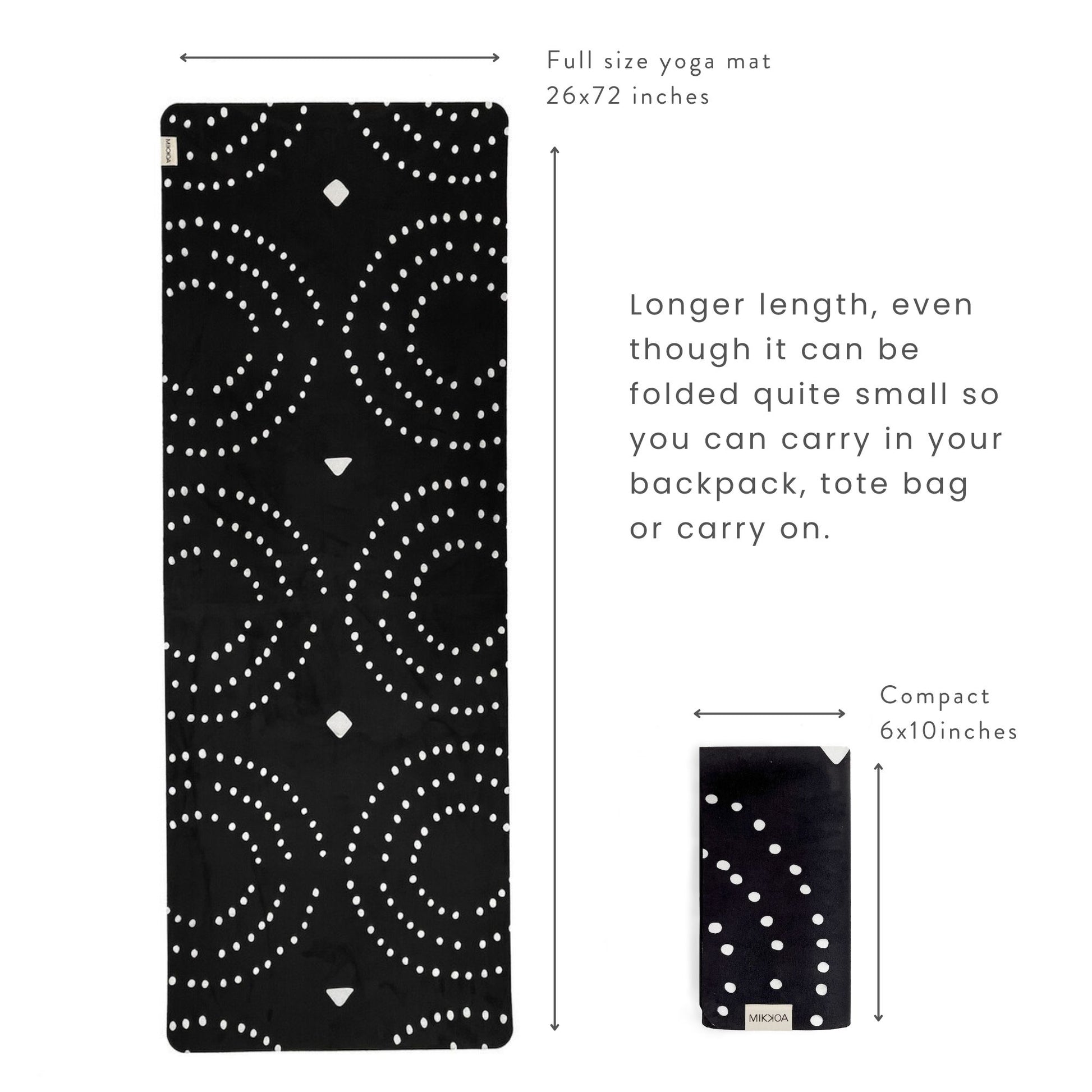 Foldable Yoga Mat-Black Folded and Open Yoga Mat-Mikkoa Dancing Chakra Yoga Mat