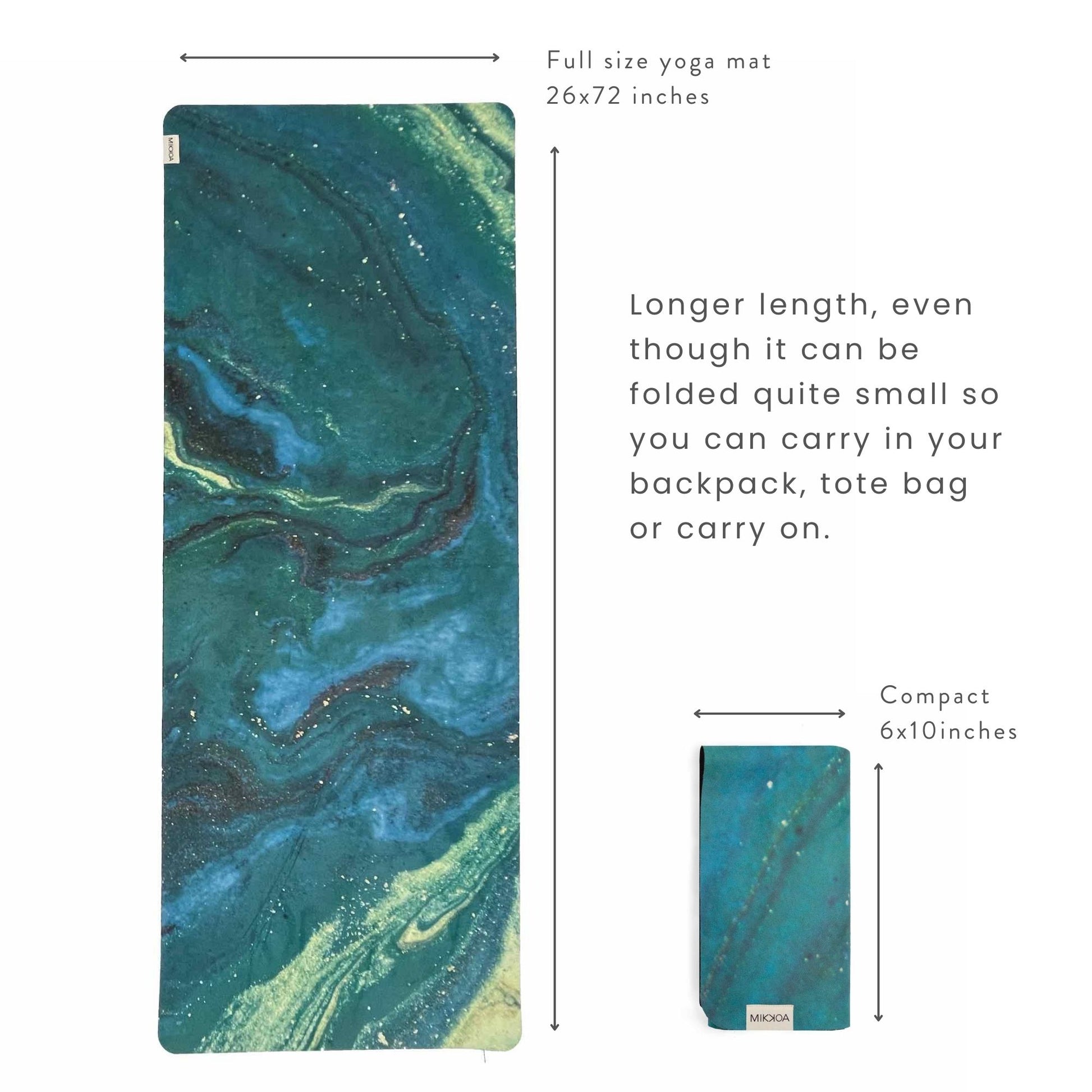 Foldable Yoga Mat-Folded and Open Green Yoga Mat -Mikkoa Foldable Yoga Mat Galaxy Aurora