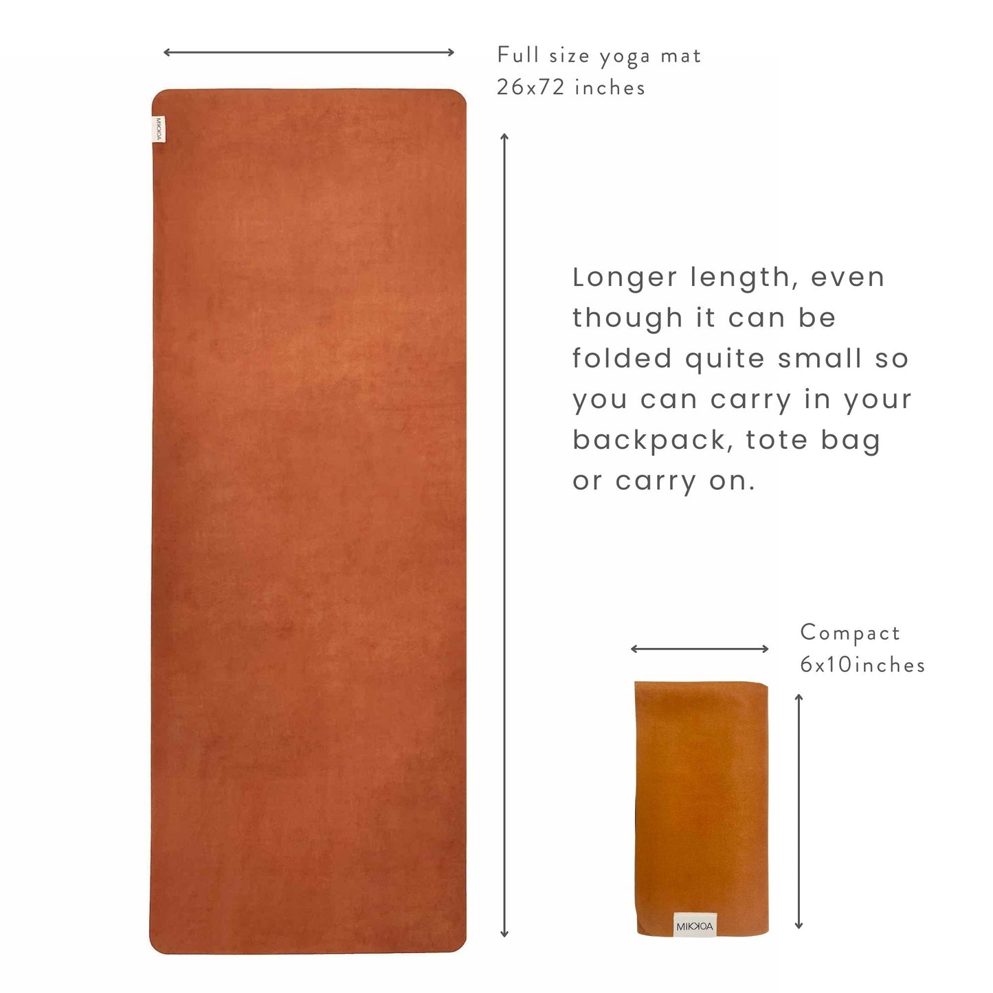 Folded Yoga Mat-Orange Open and Folded Yoga Mat-Mikkoa Folded Yoga Mat