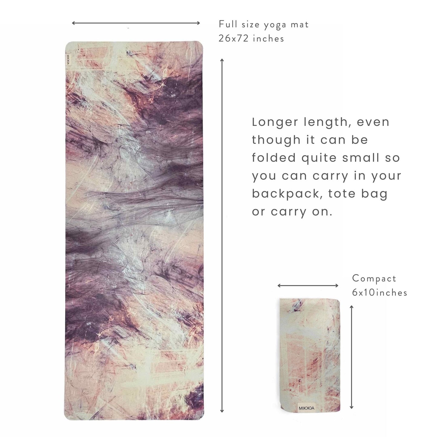 Thin Yoga Mat- Microfiber Yoga Mat Open Front Image-Mikkoa Mystic Marble Travel Yoga Mat