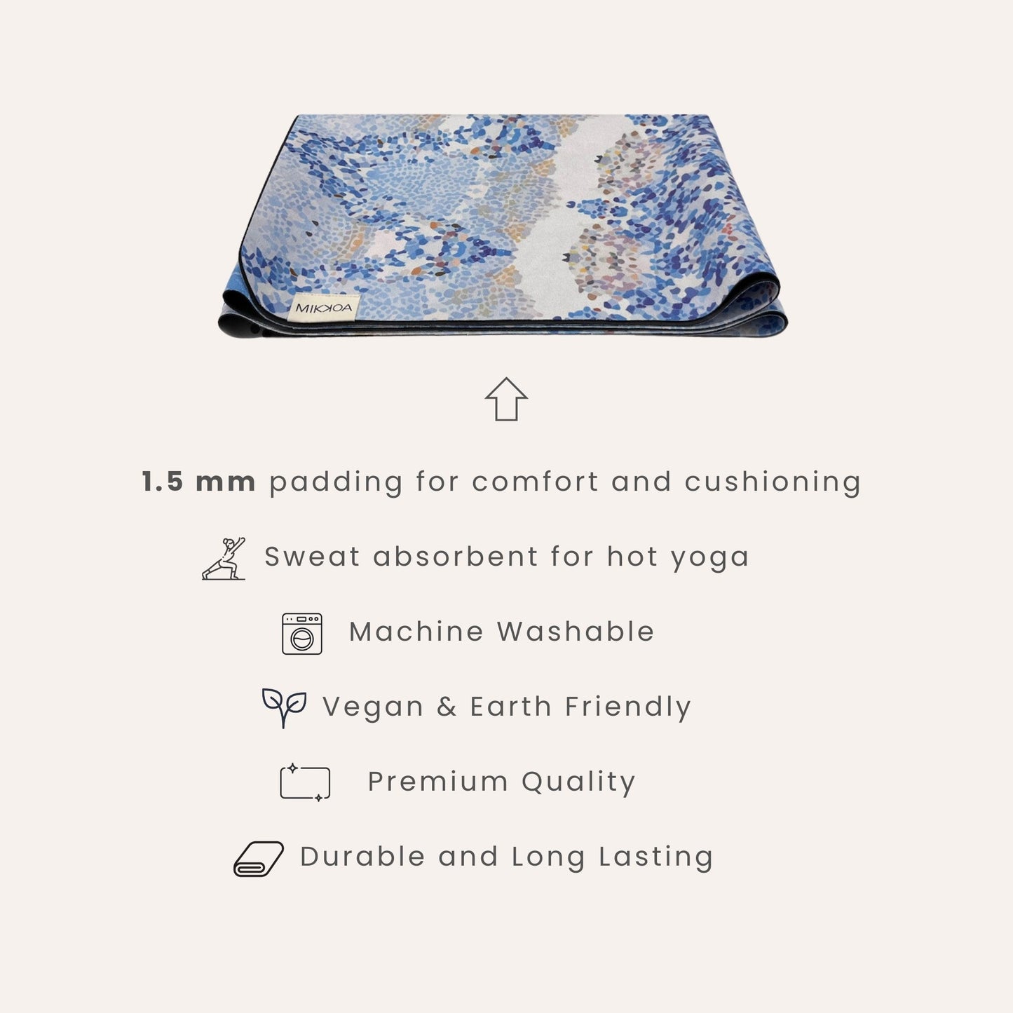 Lightweight Travel Yoga Mat-Folded Blue Yoga Mat Features-Mikkoa Finding Nirvana Folded Yoga Mat
