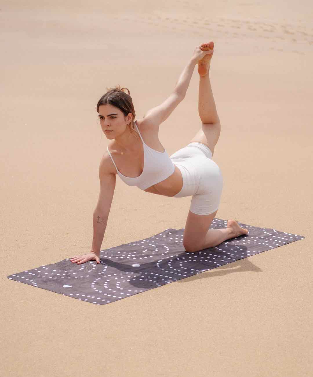Portable Yoga Mat-Women doing Yoga On Beach Front View Image-Mikkoa Dancing Chakra Yoga Mat